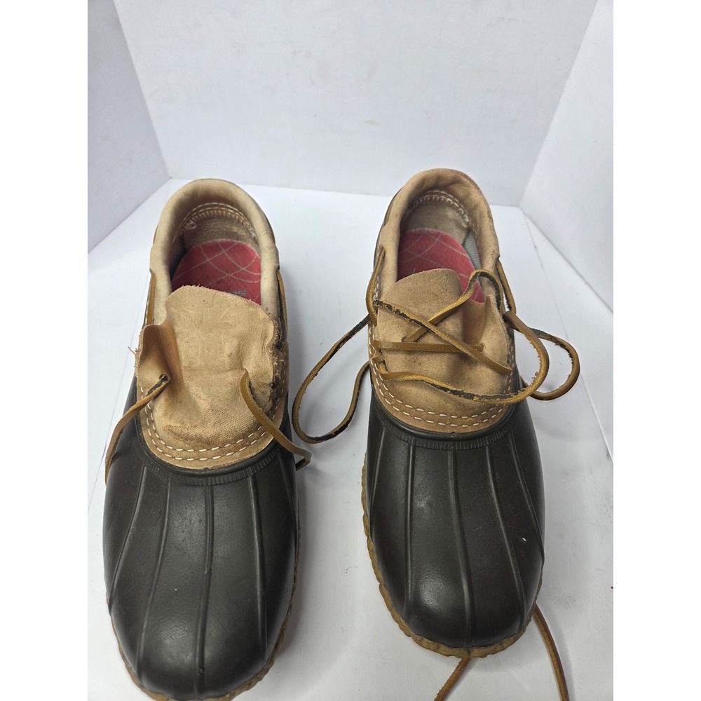 LL Bean Womens 6M Bean Boots Low Duck Shoes‎ Brown Leather Made in Maine 5138
